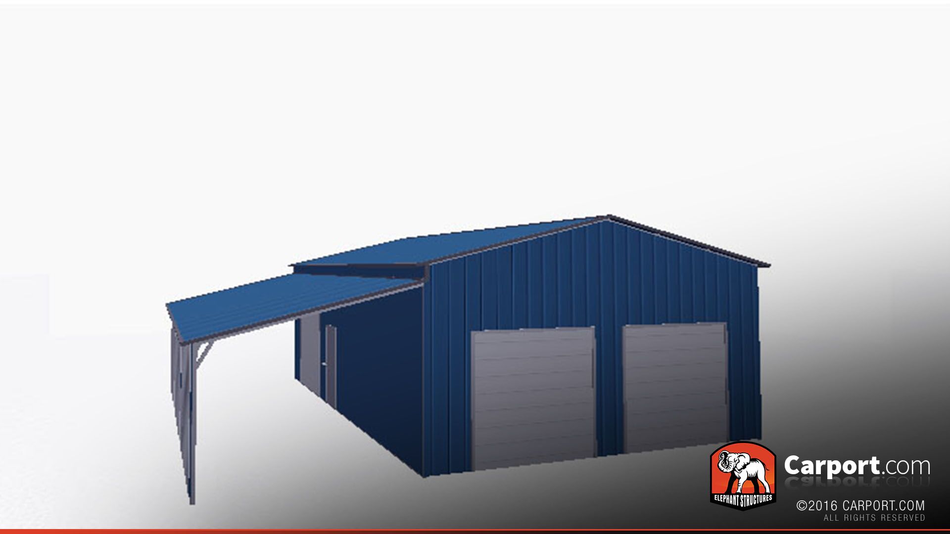 36x36 Metal Garage with Lean-to 3