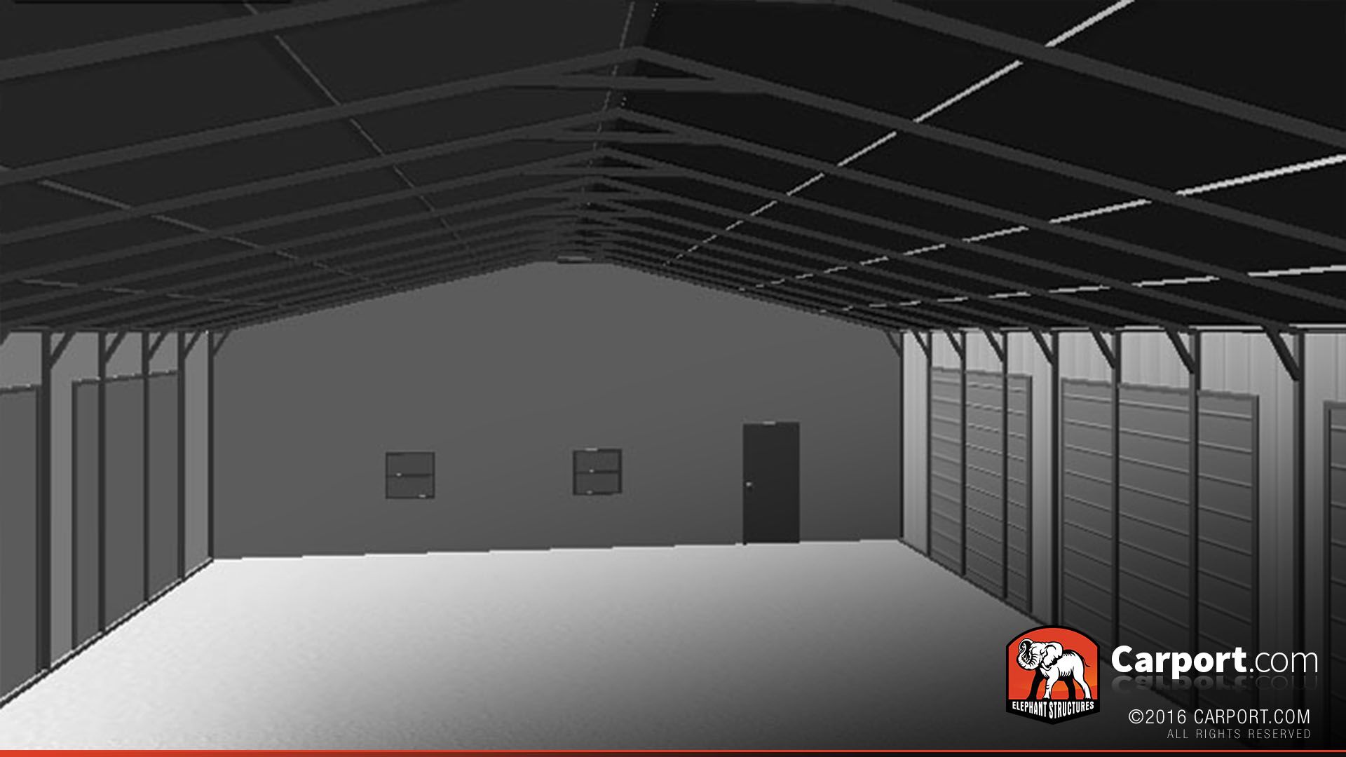 36x81 Steel Garage Drive Interior 2