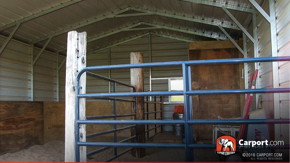 20x24 Double Wide Horse Shelter with White Roof and White Walls