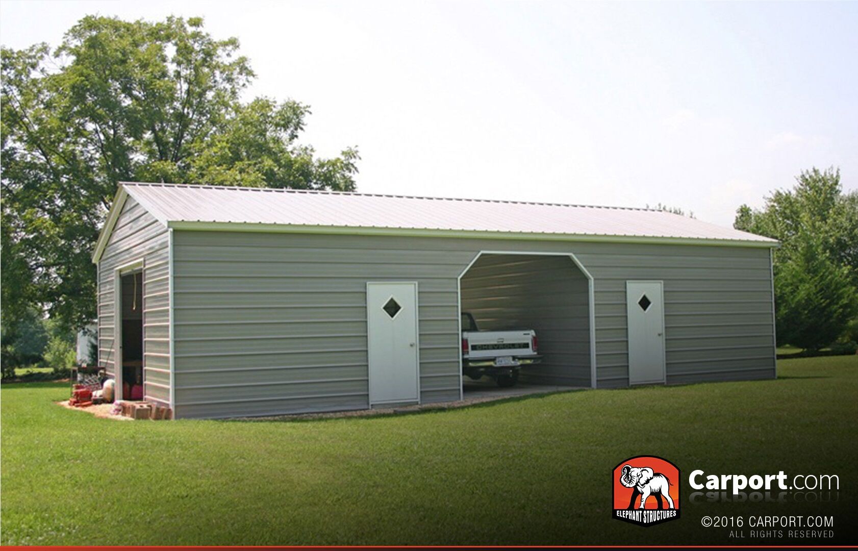 24 x 31 vertical roof double wide metal garage