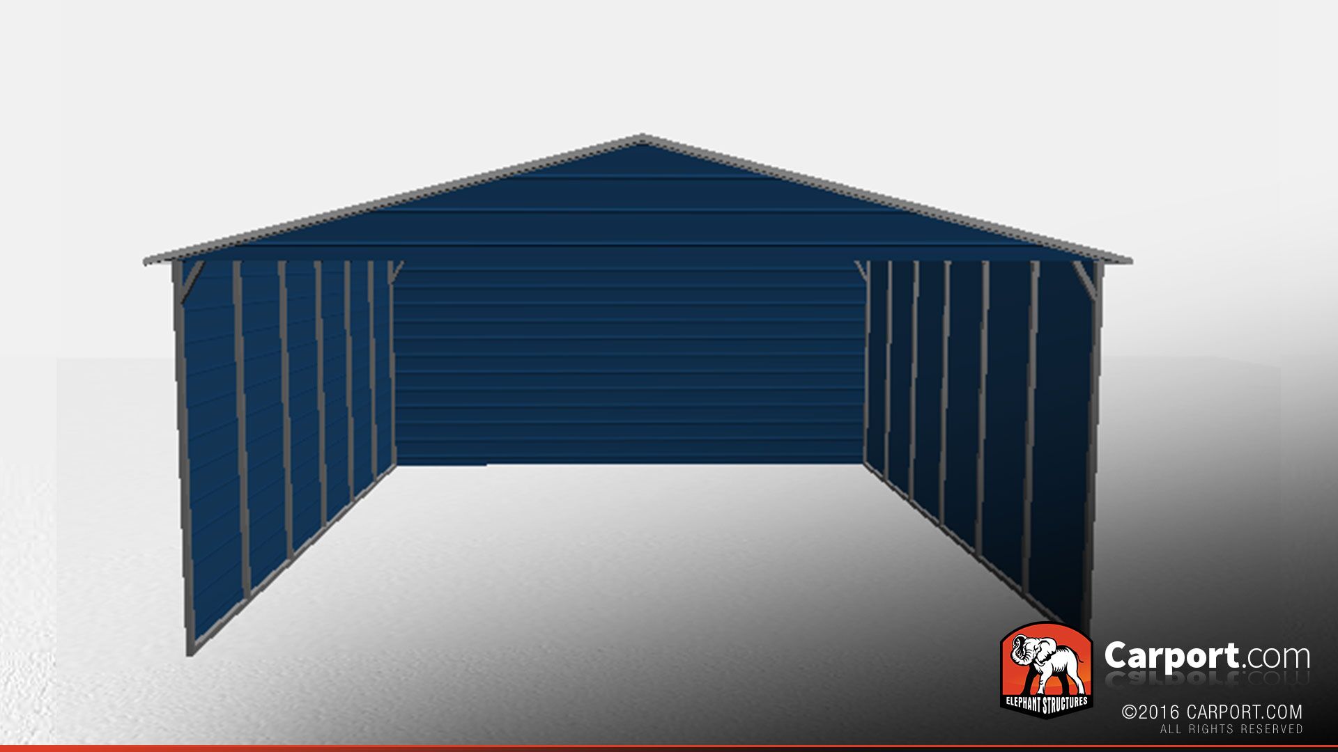 boxed eave commercial steel carport from the front