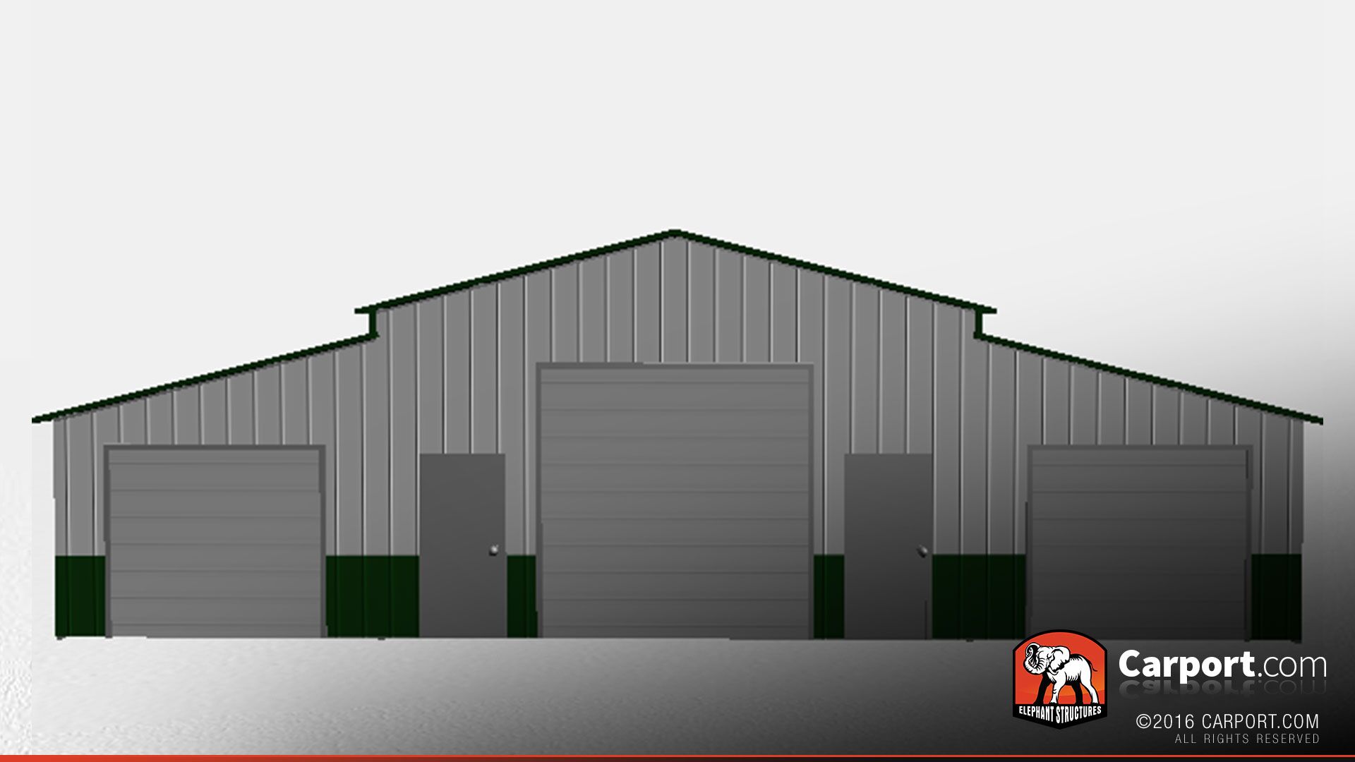 40' x 40' Three Door Ridgeline Style Steel Barn