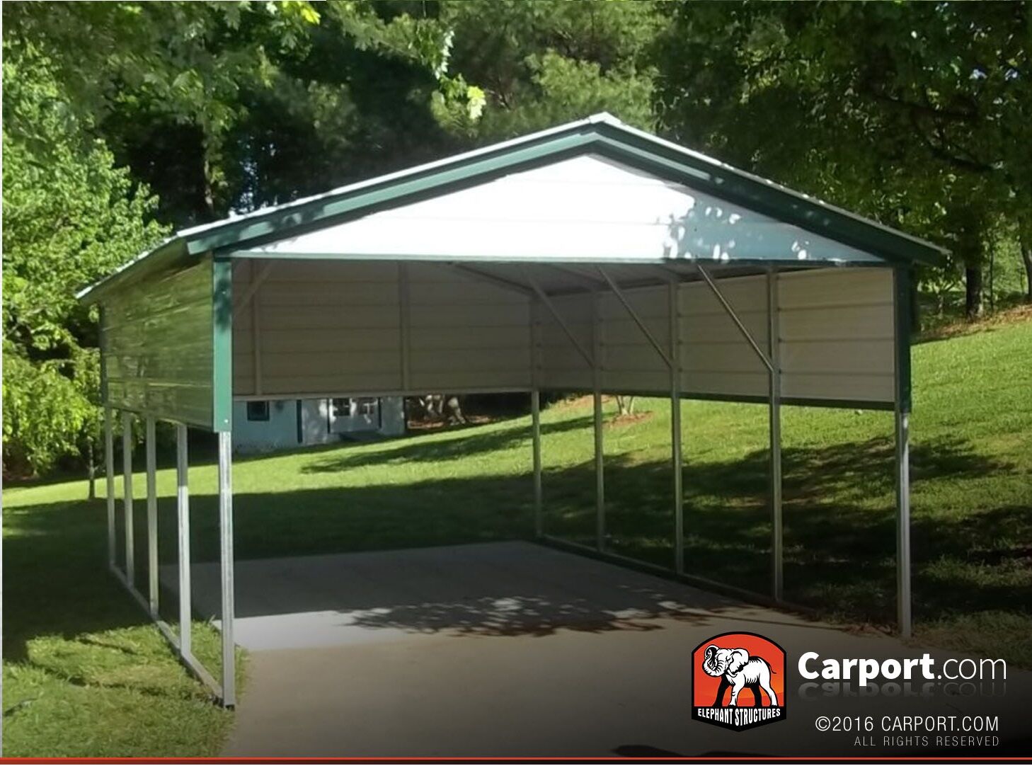 12x21 Single Car Carport with 3' Side Panels
