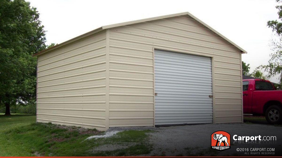 18x21 Steel Garage One Car Metal Building