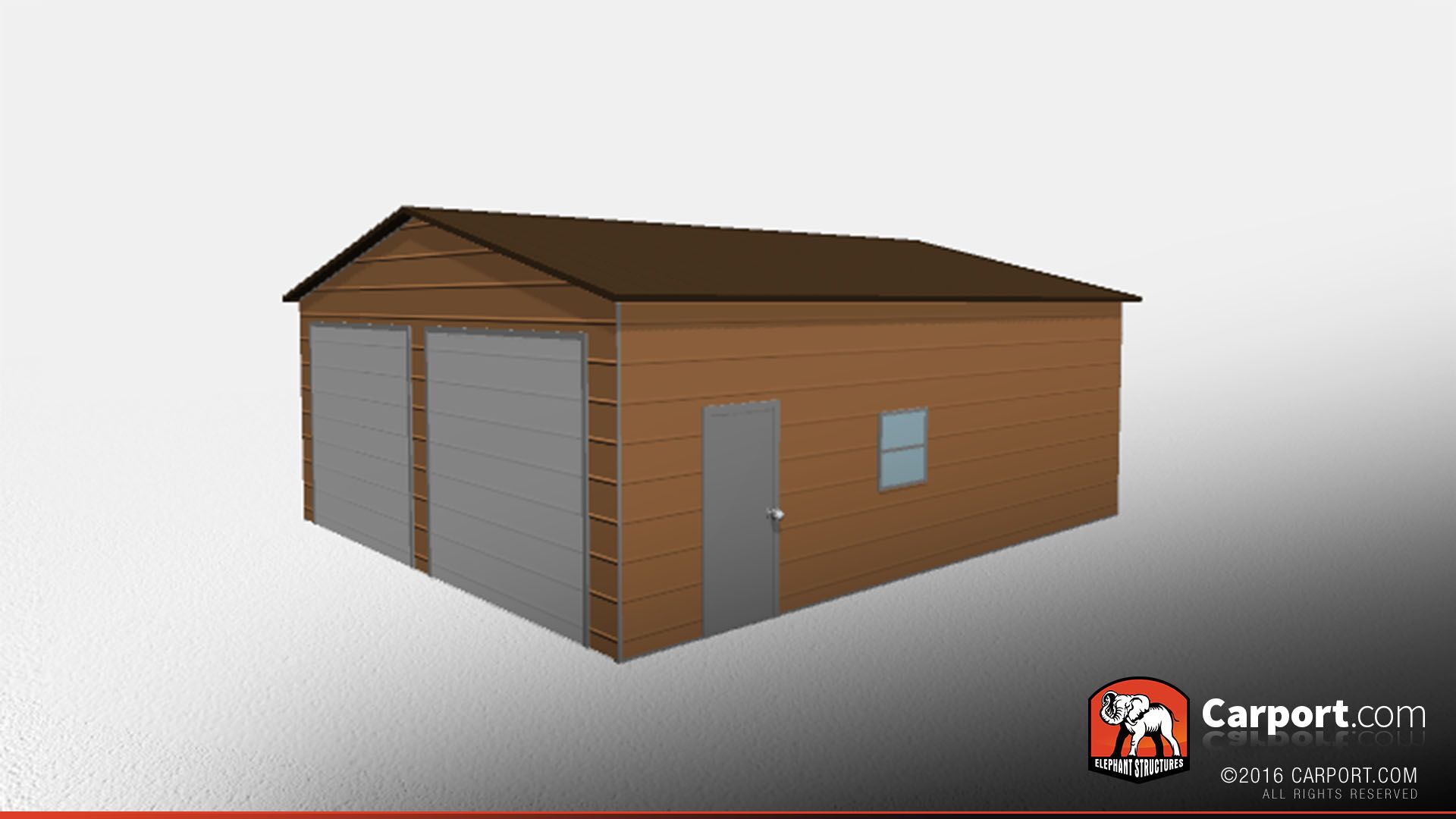Clearance building, two car metal garage.