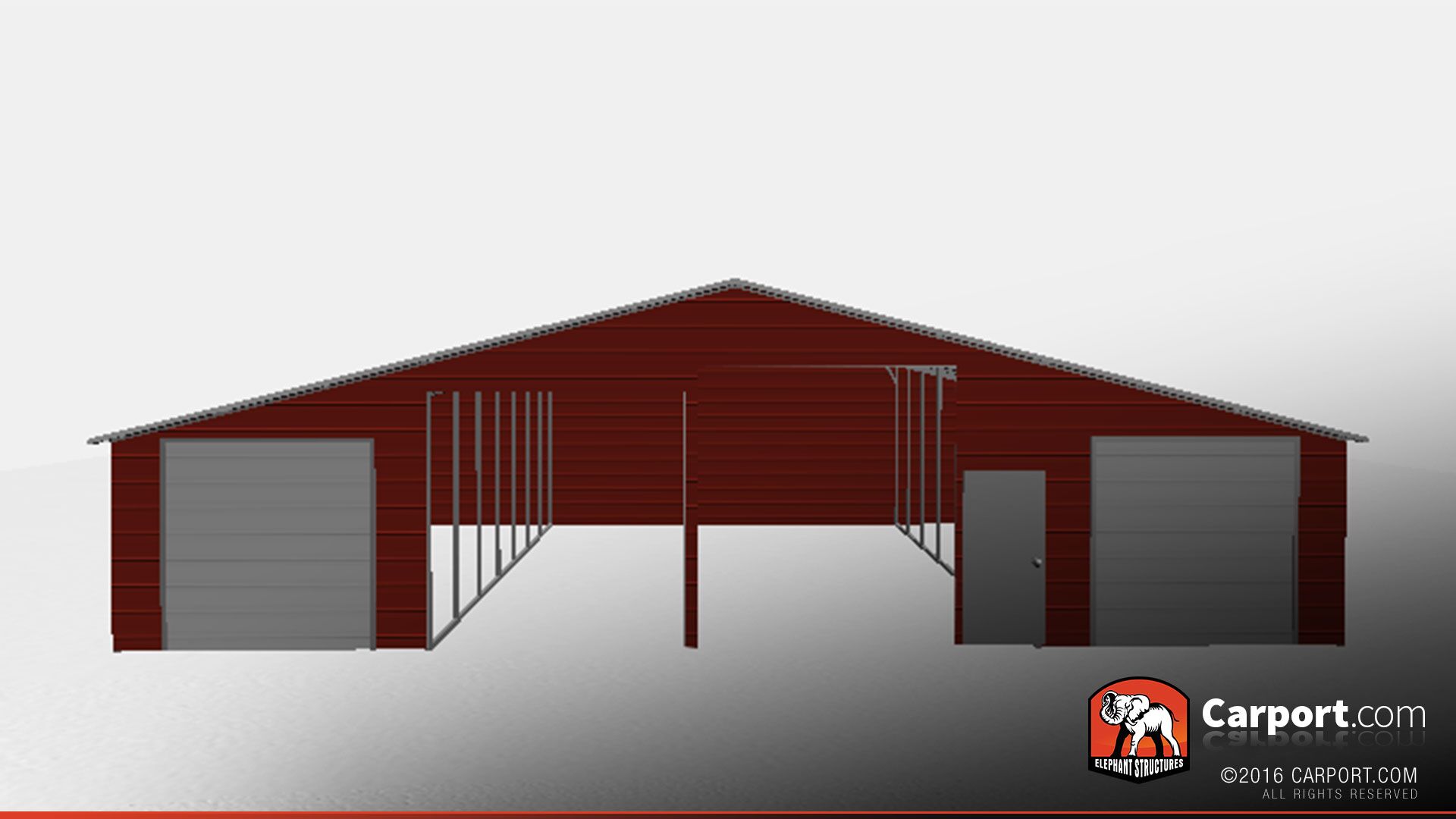 durable steel structure with lean-to's and open base