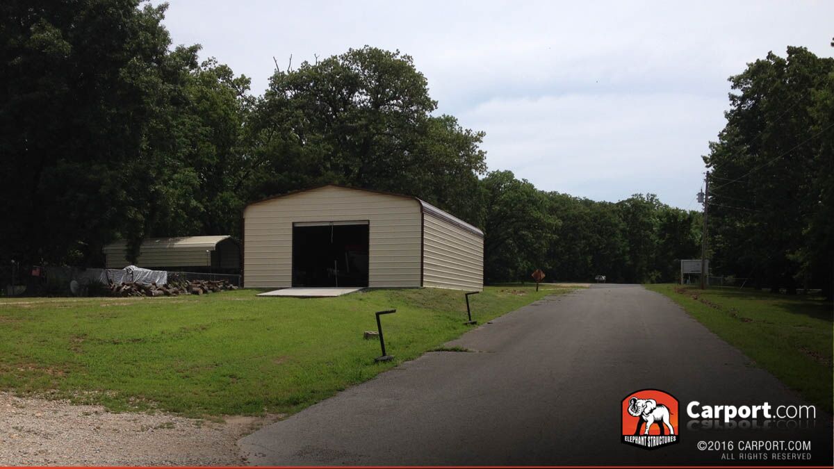 22x31 Double Wide Metal Garage with Brown Roof and Clay Walls