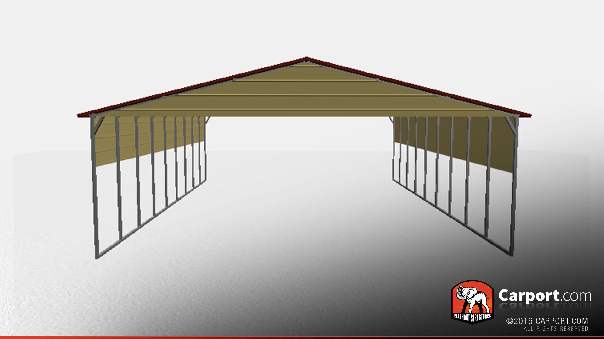Triple wide metal carport with open sides