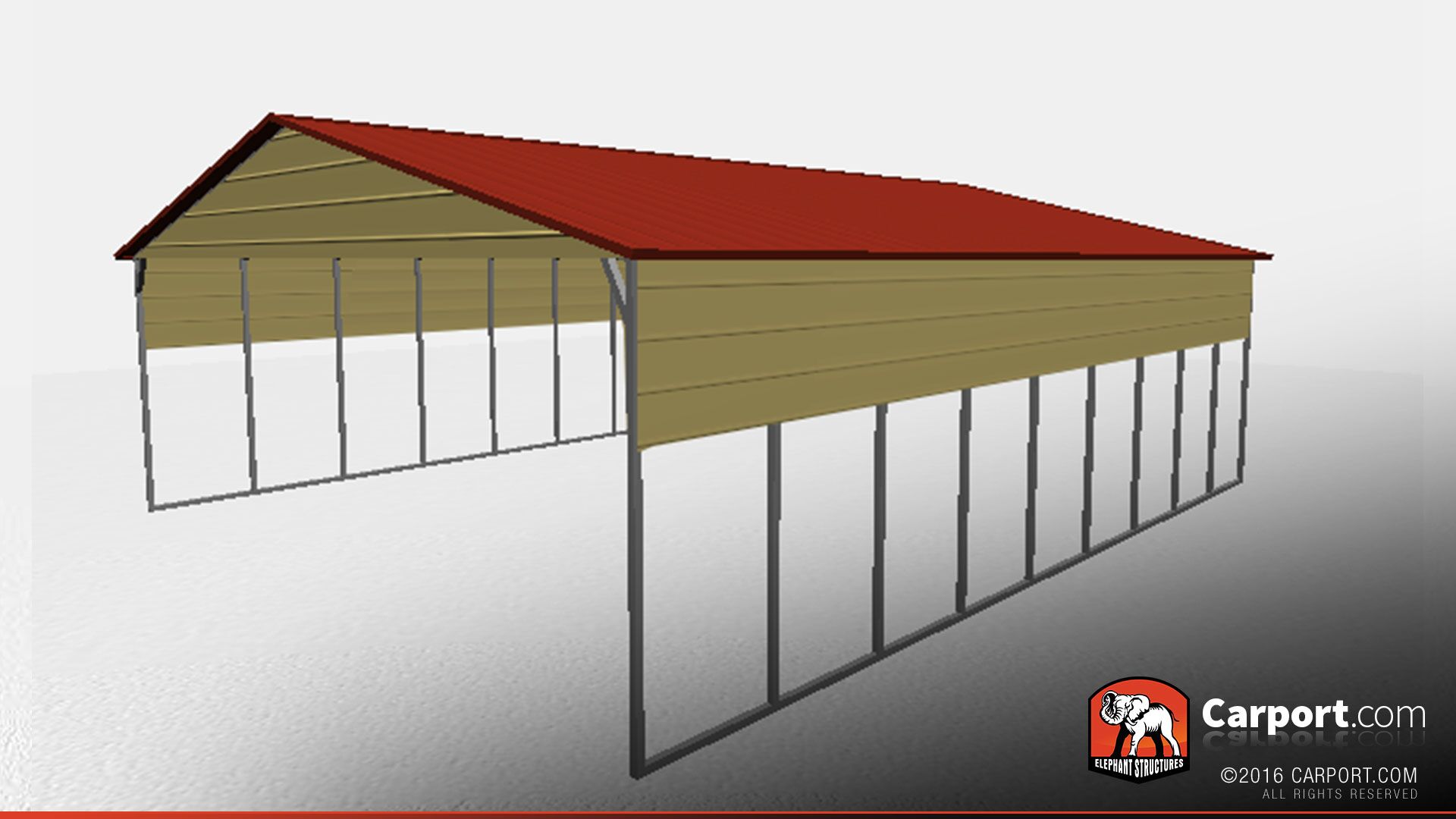 Triple wide metal carport with open sides