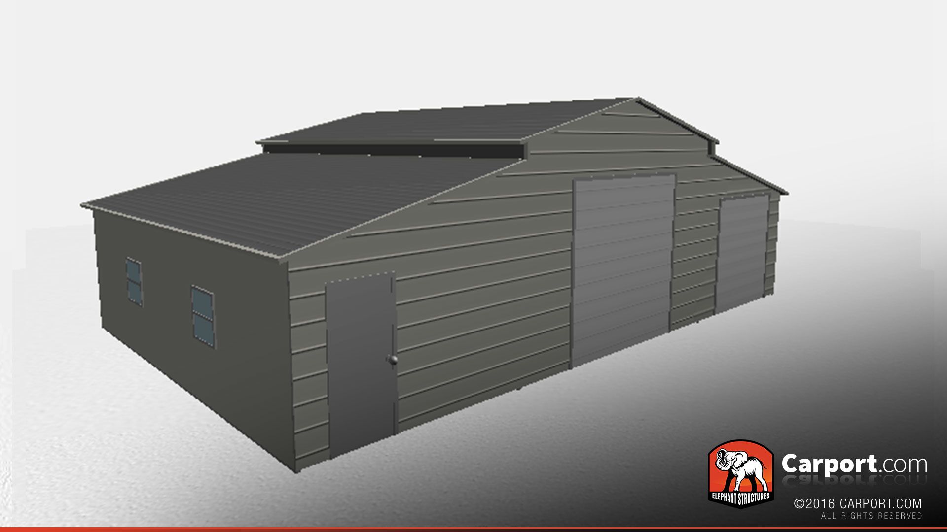 two garage door metal building with boxed eave roof